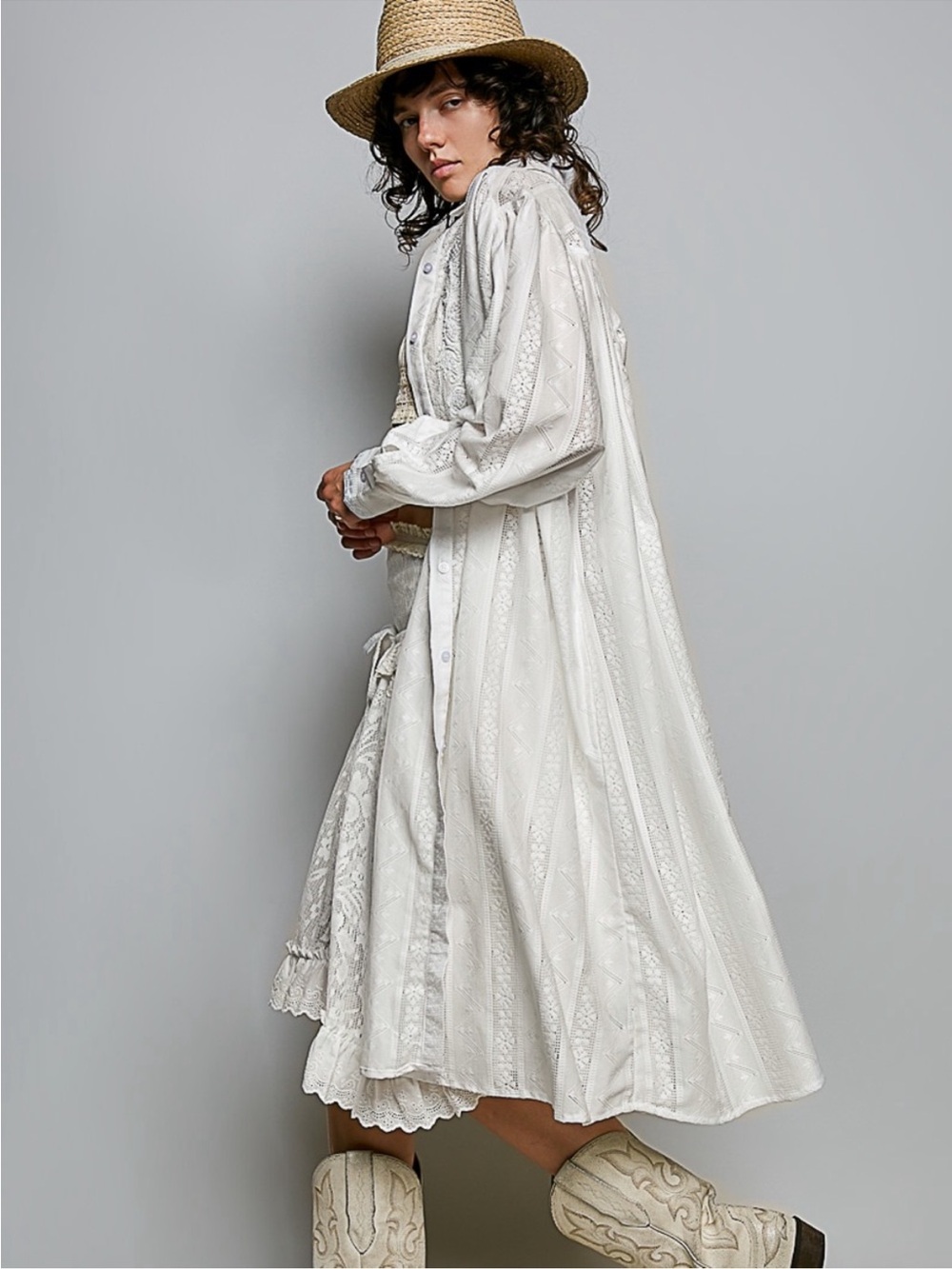 New. POL. Oversized long embellished shirt dress. Fits 14-18 US - Picture 5 of 5